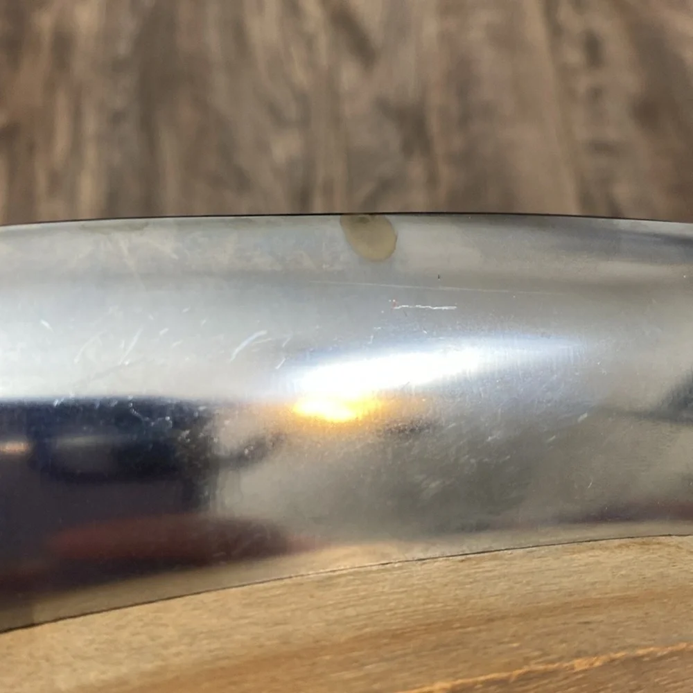 Vintage MCM Milbern Chrome and wood Tray 9.5” x 4”